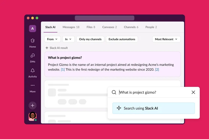 Slack introduce mejoras de IA para búsqueda, canales e hilos